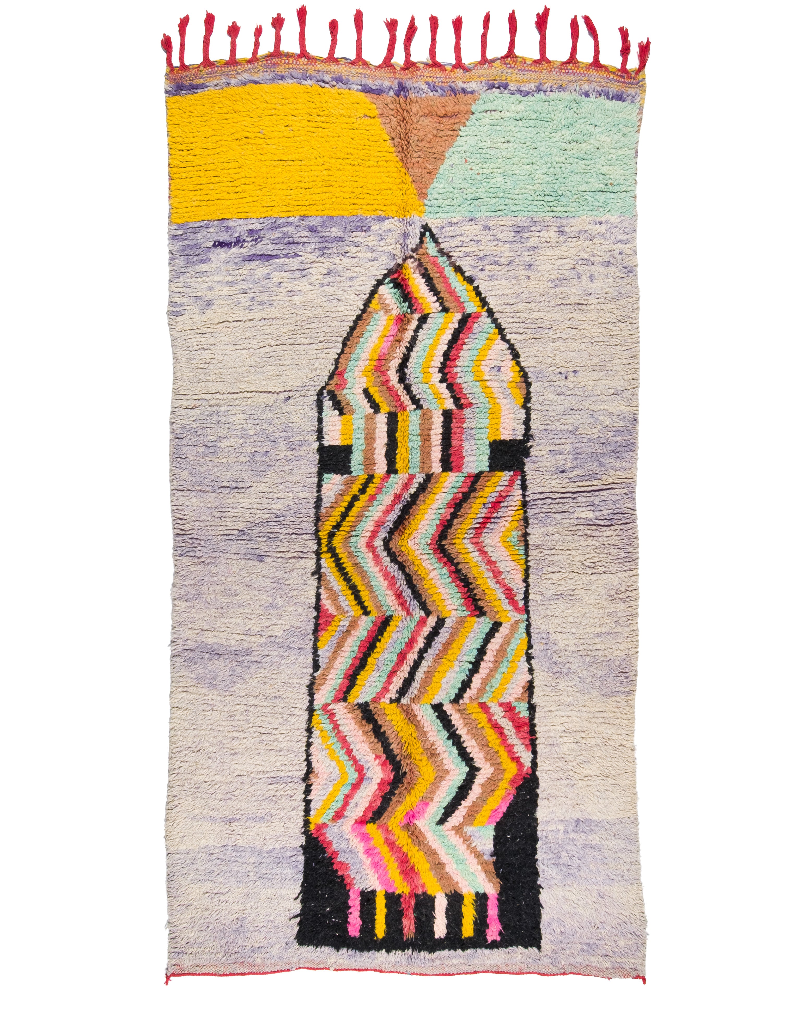 Multicolor vintage Geometric wool Rug | 4.72  X 8.99 ft