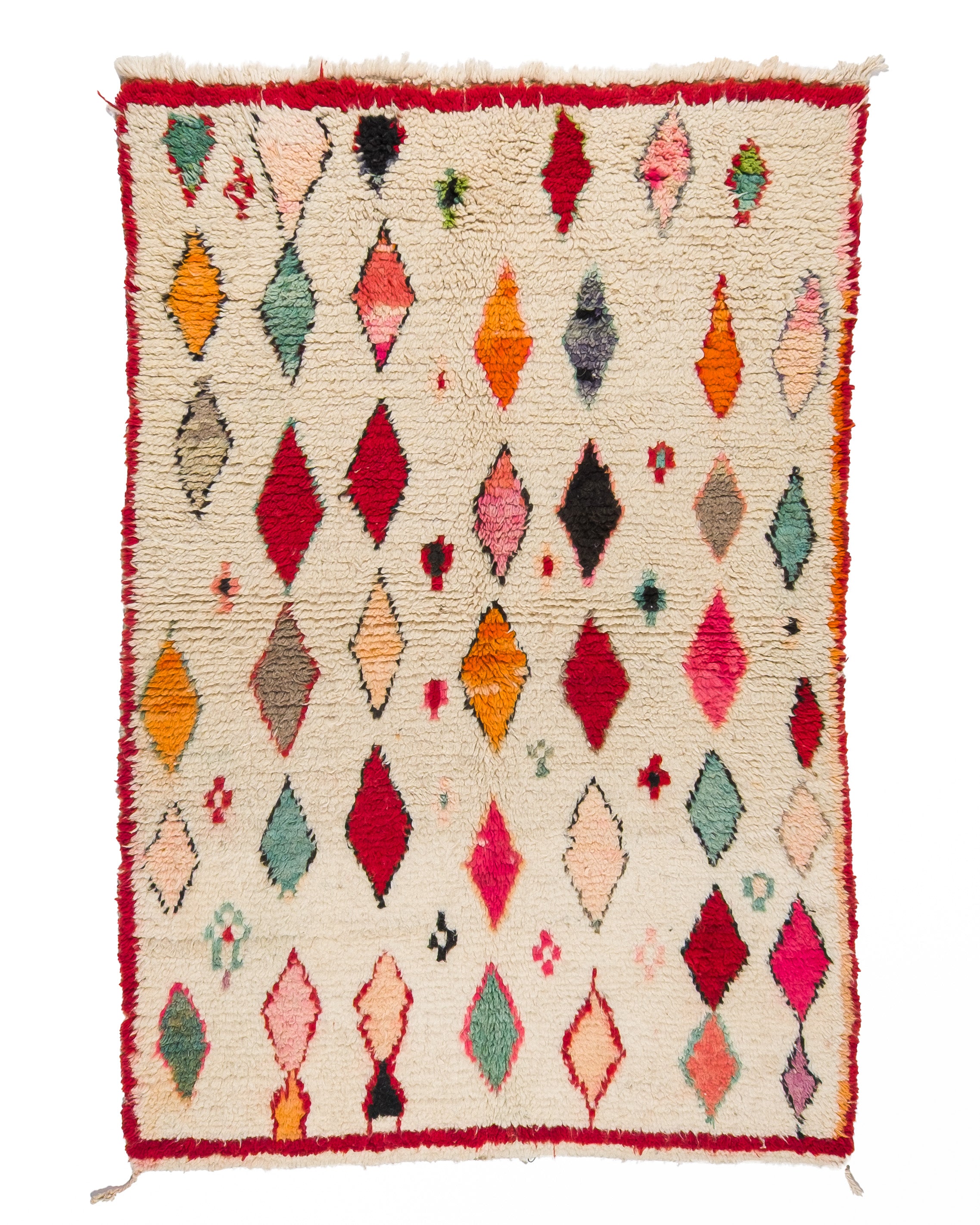 Multicolor Diamond  Wool Rug | 4.2x6.2 ft