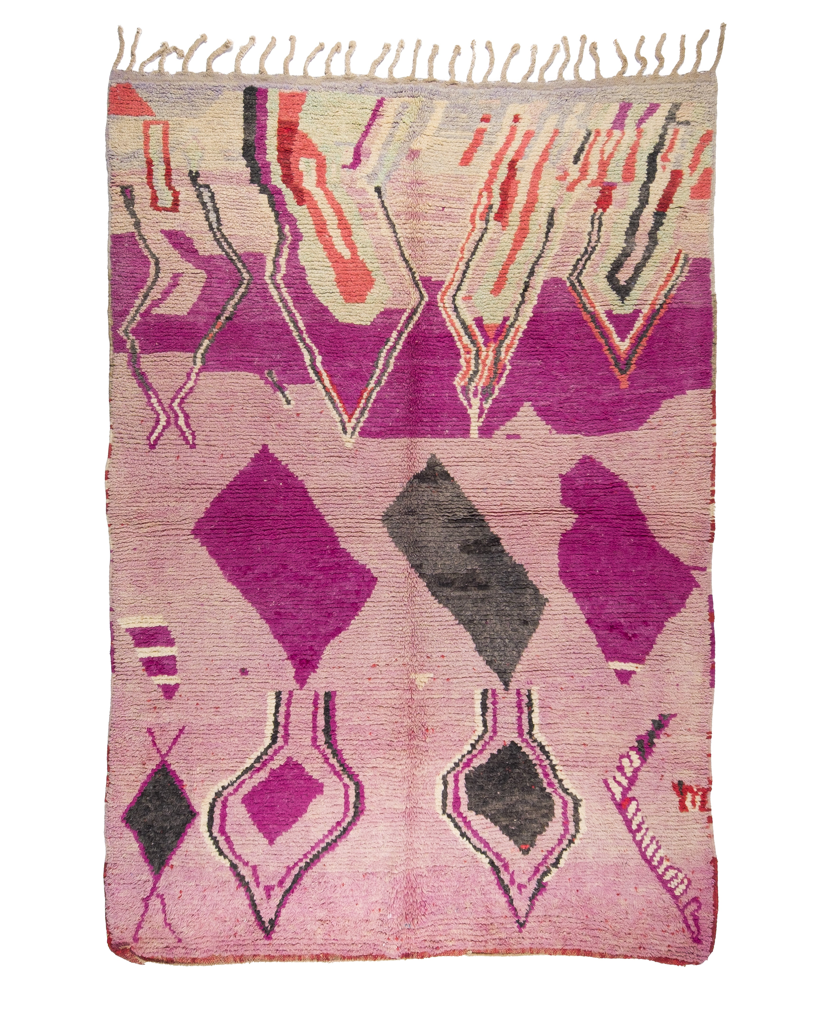 Authentic Pink Boujaad Rug | Handmade Moroccan Wool Rug | 6.7 × 9.6 ft