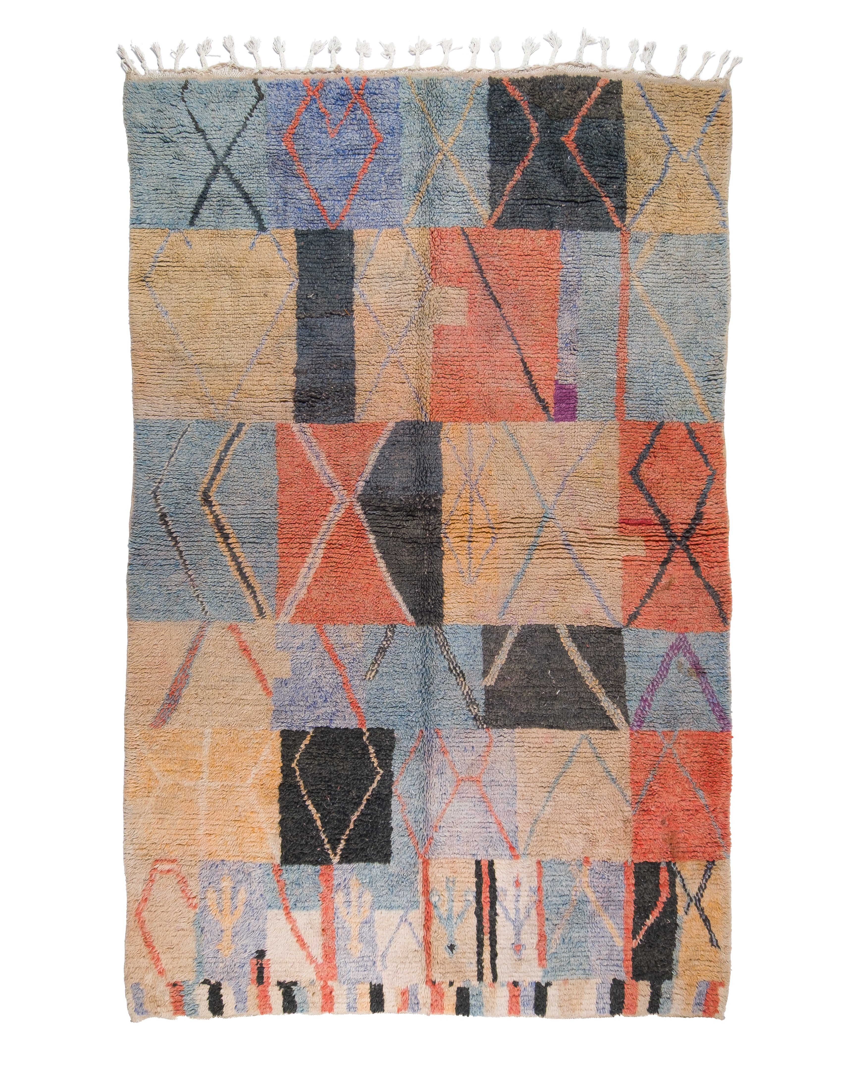 Authentic patchwork  Boujaad Rug | Handmade Moroccan Wool Rug | 192 × 296 cm
