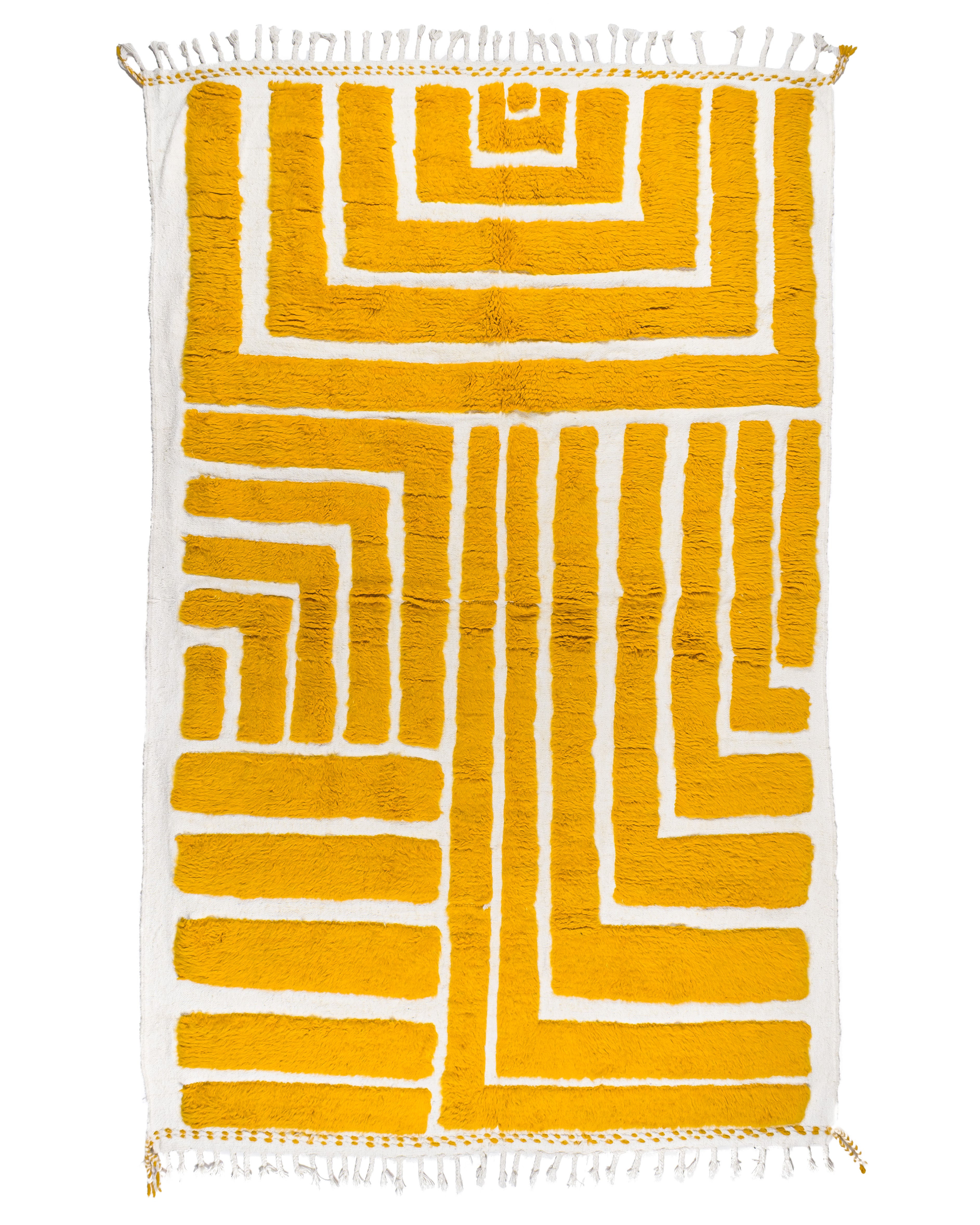 MUSTARD YELLOW BENI OURAIN RUG - 6,5 × 10,3 ft