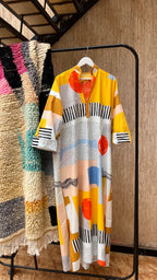 Upcycled Abstract Moroccan Tunic Dress | One Size |N
