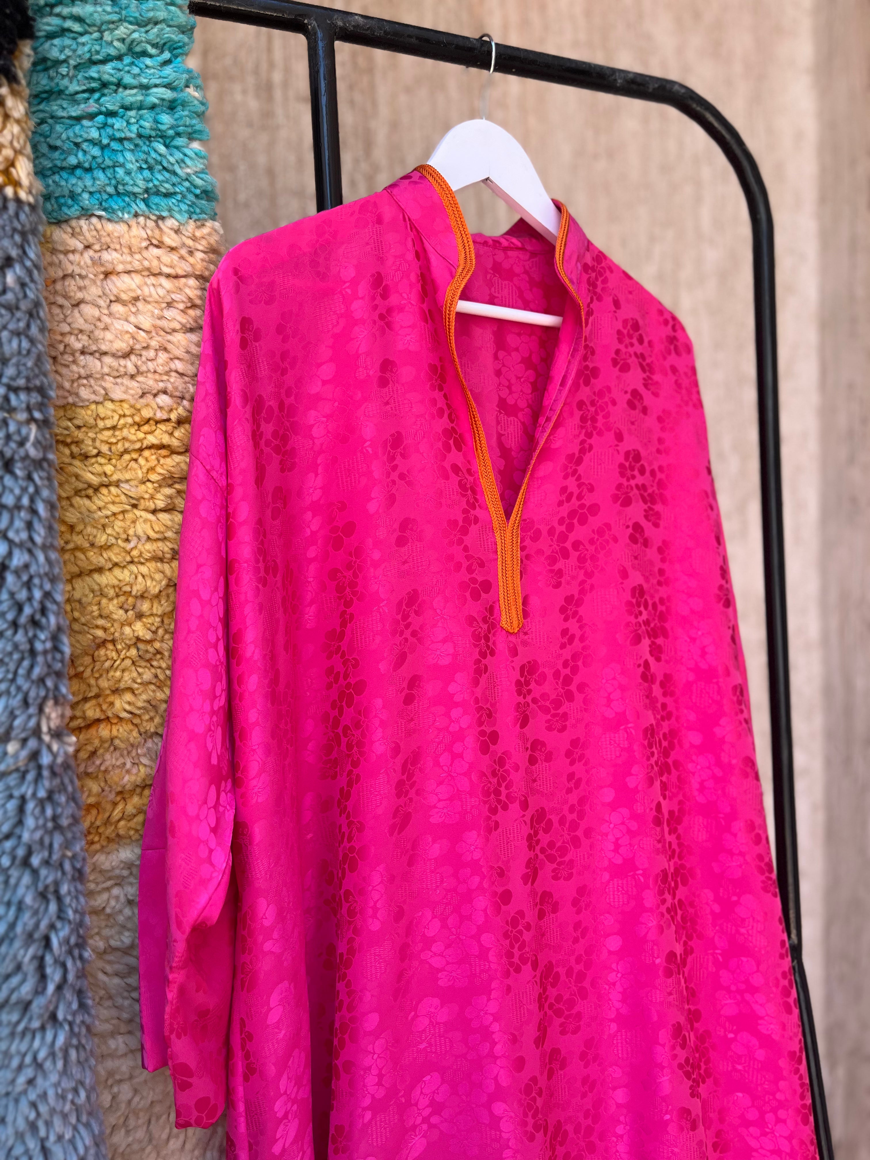 Fushia Moroccan Kmiss with Yellow Trim | One Size