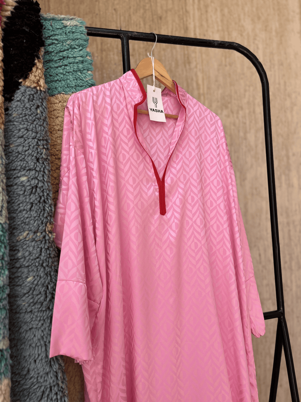 Pink Moroccan Kmiss with Red Trim | One Size