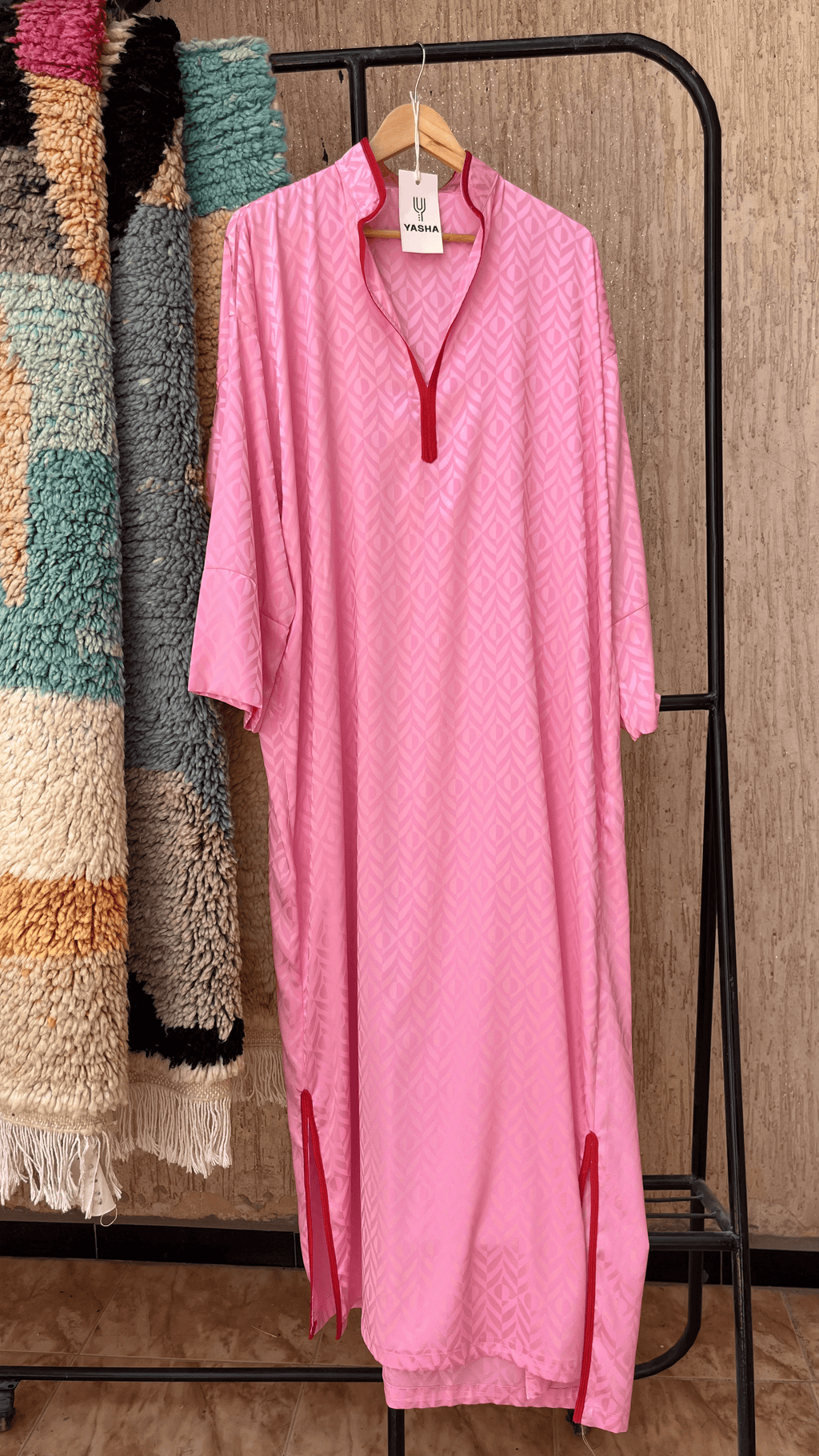 Pink Moroccan Kmiss with Red Trim | One Size