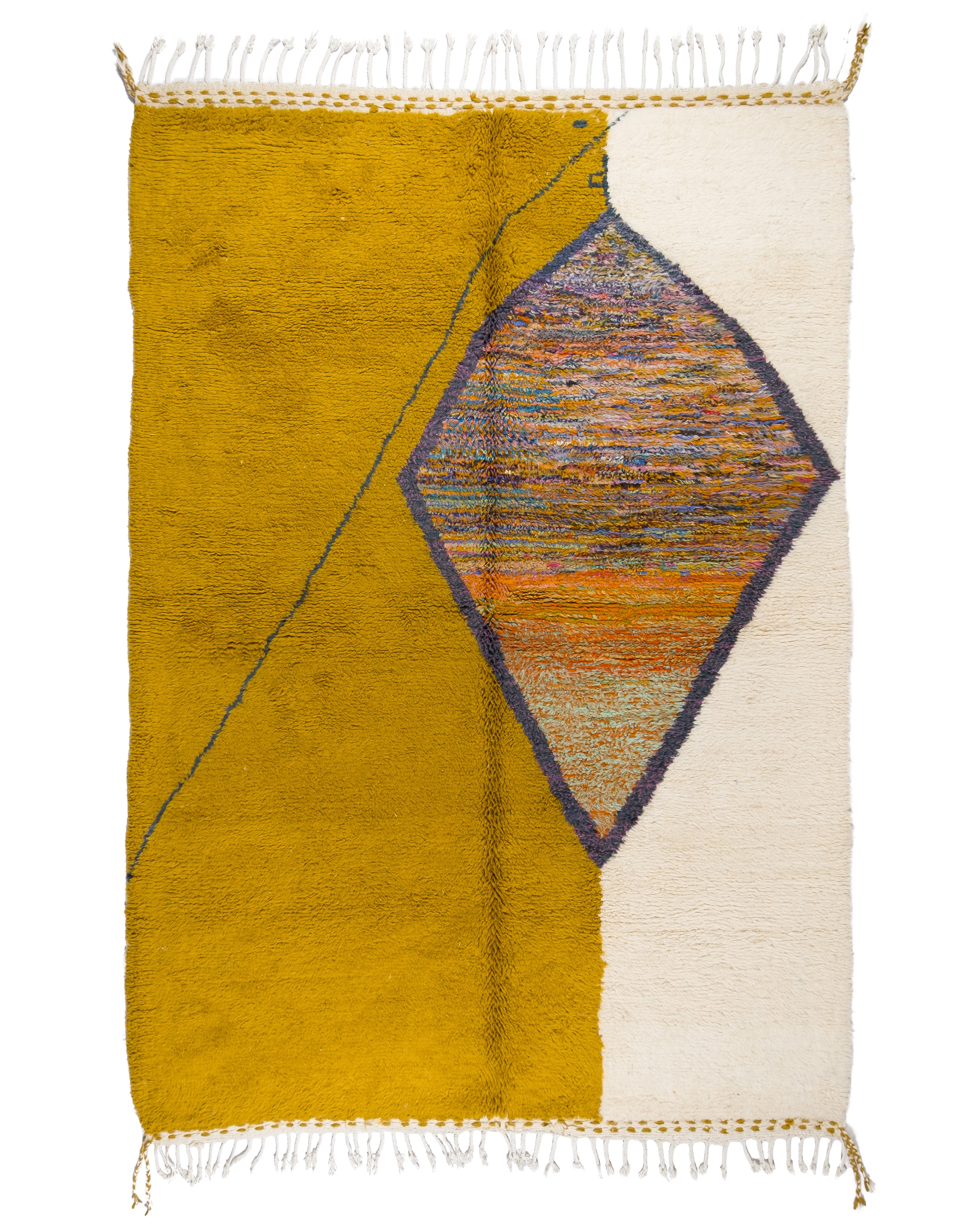 Mustard Moroccan Rug | Handmade Multicolor Wool Rug | 6.7 X 9.8 ft.