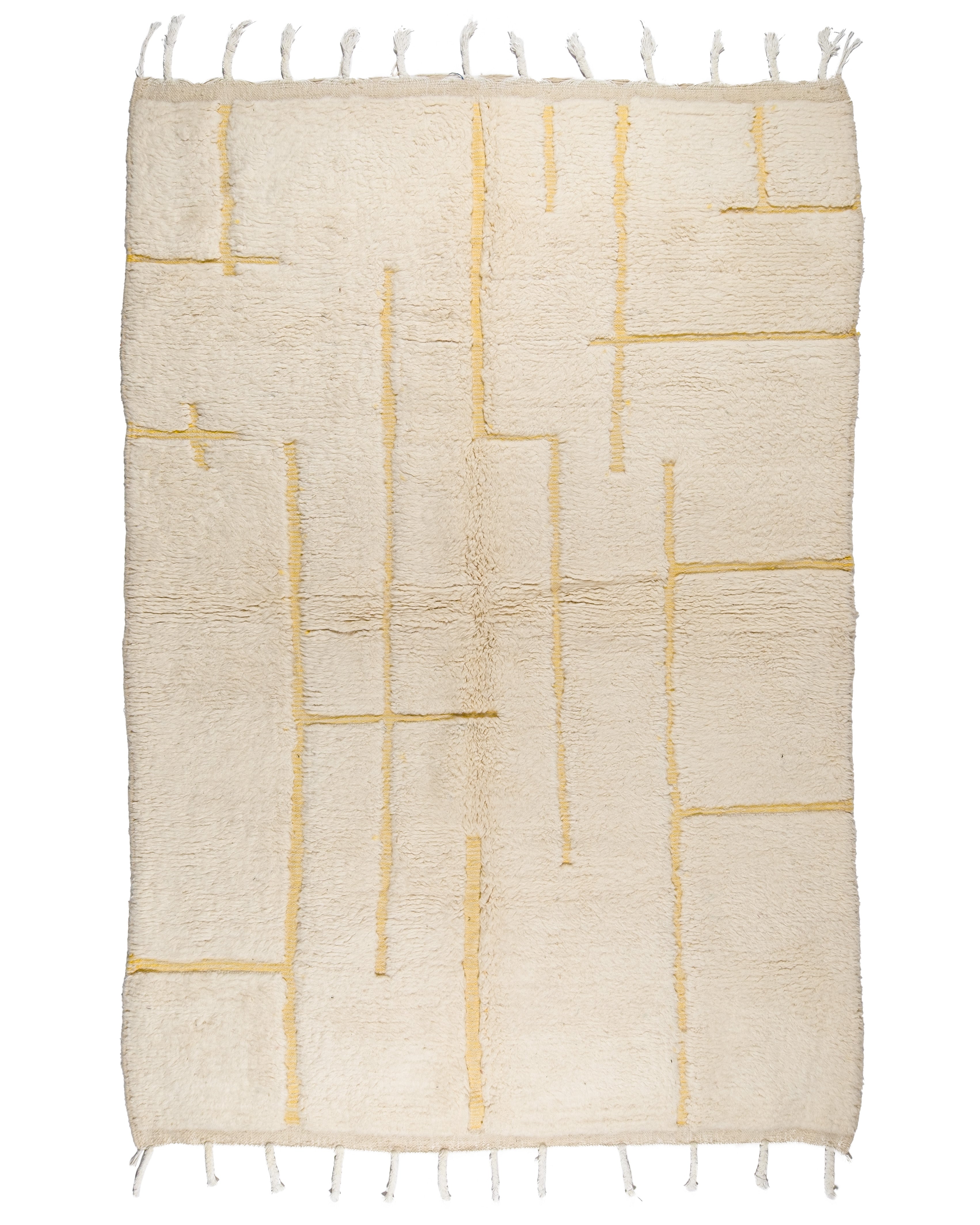 Mustard & Ivory Moroccan Rug | Handmade Wool Rug | 6.9 X 9.9 ft